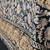 Paisley Black Pashmina Fine Wool Nalki Hand-Embroidered Stole
