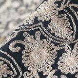 Paisley Black Pashmina Fine Wool Nalki Hand-Embroidered Stole