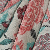 Pink and Teal Rose Motif Kani-Style White Stole – Silk Modal Blend