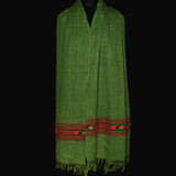 Bright Green Tibetan Angora Stole – Kullu Border Lightweight Wrap