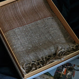 Chestnut Brown Yak Wool Stole – Handwoven Raw Border Tassel Wrap