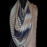 Handwoven Kashmiri Ikat Fine Wool Pashmina Stole – Midnight Blue - Baga Ethnik Living Default Title Accessories:Scarves & Wraps