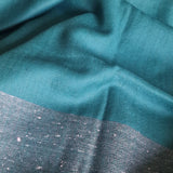 Cerulean Blue Yak Wool Stole – Handwoven Artisan Tassel Wrap