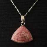 Rhodochrosite Pendant Necklace – 925 Sterling Silver Boho Handmade Jewellery