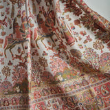 Pashmina Kani Dholi Theme Design Shawl – White