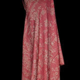 Pure Wool Reversible Pink Floral Motif Shawl – Soft Warm Wool Wrap Scarf for Women