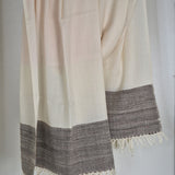 White Dove Yak Wool Stole – Handwoven Raw Wool Tassel Wrap