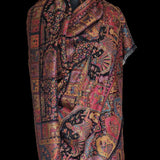 Black Kani Pashmina Blend Wool Shawl - Handwoven Mughal Scene