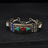 Mantra Silver Tibetan Turquoise and Coral Bracelet Jewellery