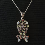 Multi-Gemstone Healing Himalayan Vintage Silver 925 Pendant