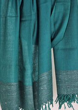 Cerulean Blue Yak Wool Stole – Handwoven Artisan Tassel Wrap