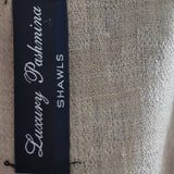 Luxury Beige Pashmina Stole with Kullu Woven Palla – Timeless Style