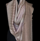 Soft Fine Wool Ikat Wrap Light Pink Pashmina Stole - Pale Peony - Baga Ethnik Living Default Title Accessories:Scarves & Wraps