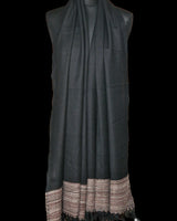 Black Yak Wool Shawl – Fine Weave, Brown Raw Border, Timeless Craft - Baga Ethnik Living Default Title Accessories:Scarves & Wraps