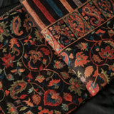 Floral Reversible Kani-Style Pashmina Wool Shawl – Black & Beige