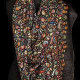 Paisley Kalamkari Black Silk Wool Stole