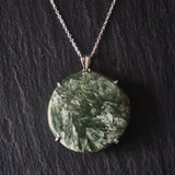 Stunning Statement Piece Green Seraphinite Silver Sterling 925 Pendant