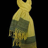 Yak Wool Stole with Fine Wool Raw Border & Tassel Ends – Canary Yellow