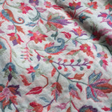 Floral Reversible Kani-Style Pashmina Wool Shawl – White Alabaster & Beige