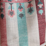 Pink and Teal Rose Motif Kani-Style White Stole – Silk Modal Blend