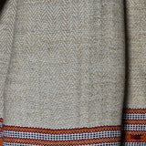 Light Beige Yak Wool Stole – Kullu Border & Tassel Fringe