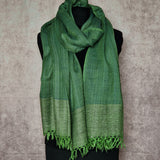 Fern Green Yak Wool Stole – Raw Border Tassel Wrap