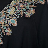 Noir Black Pashmina Fine Wool Border Nalki Floral Hand-Embroidered Stole
