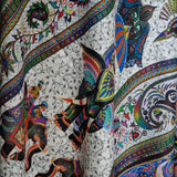 White Silk Wool Stole for Women - Fine Soft Shikaardar Print