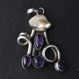 Mother of Pearl and Amethyst Faded Mood Pendant - Baga Ethnik Living Default Title Pendants