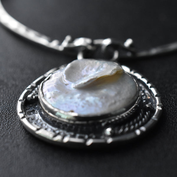 Mother Of pearl Silver Pendant Necklace - Tibetan Jewelry | Baga Ethnik Living
