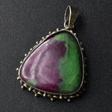 Vintage Ruby Zoisite Silver Handmade Pendant Jewellery - Gift for Her - Baga Ethnik Living Default Title Pendants