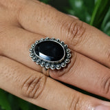 Himalayan Black Onyx Silver Ring - Baga Ethnik Living Default Title Rings