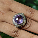 Handmade Faceted Amethyst Crystal Sterling Silver 925 Ring - Baga Ethnik Living Default Title Rings