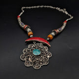 Wonderous Tibetan Multi-Stone Handcrafted Silver Necklace - Baga Ethnik Living Default Title Necklaces