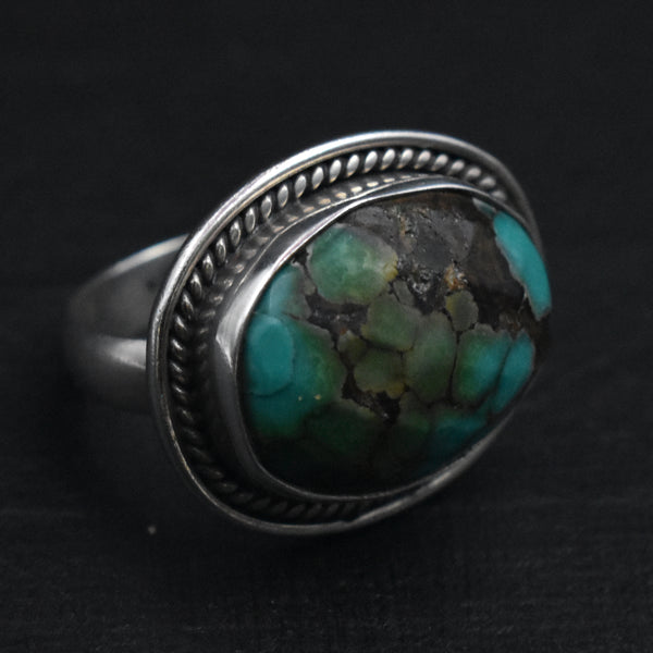 Vintage Turquoise Handmade Tibetan Silver Ring