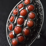 Vintage Coral Tibetan Silver Ring - Baga Ethnik Living Default Title Rings