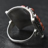 Vintage Coral Tibetan Silver Ring - Baga Ethnik Living Default Title Rings