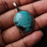Vintage Turquoise Sterling Silver Pendant - Baga Ethnik Living Default Title Pendants