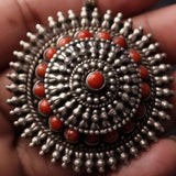 Stunning Handmade Coral Gau Amulet Silver Pendant - Baga Ethnik Living Default Title Pendants