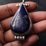 Vintage Handmade Lapis Lazuli and Sterling Silver Ghau Pendent Amulet - Baga Ethnik Living Default Title Pendants