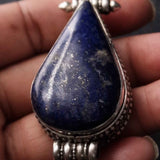 Vintage Handmade Lapis Lazuli and Sterling Silver Ghau Pendent Amulet - Baga Ethnik Living Default Title Pendants