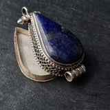 Vintage Handmade Lapis Lazuli and Sterling Silver Ghau Pendent Amulet - Baga Ethnik Living Default Title Pendants