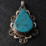 Vintage Style Turquoise Pendant Silver Sterling Pendant - Baga Ethnik Living Default Title Pendants