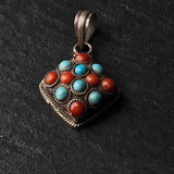 Authentic Handmade Turquoise and Coral Pendant - Baga Ethnik Living Default Title Pendants
