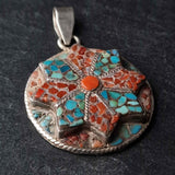 Coral Turquoise Inlay 925 Silver Sterling Pendant - Baga Ethnik Living Default Title Pendants