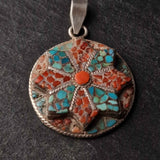 Coral Turquoise Inlay 925 Silver Sterling Pendant - Baga Ethnik Living Default Title Pendants