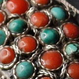 Striking Turquoise and Coral Combo Silver Sterling 925 Pendant - Baga Ethnik Living Default Title Pendants