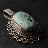 Handcrafted Vintage Turquoise Tibetan 925 Sterling Silver Pendant - Baga Ethnik Living Default Title Pendants