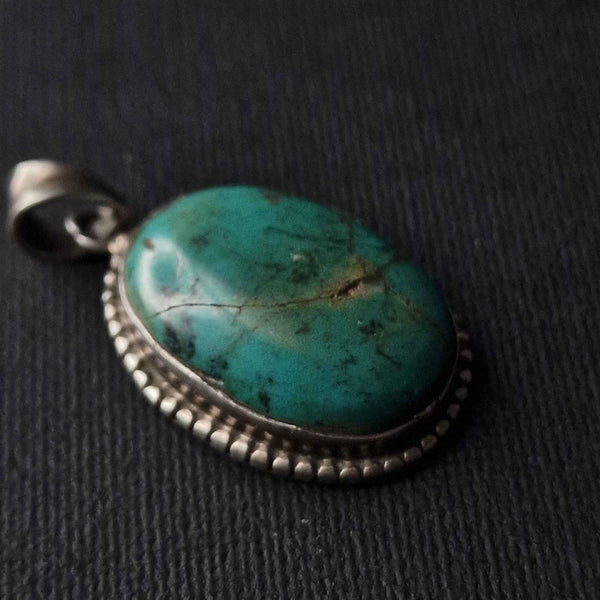 Gorgeous Handcrafted Turquoise Sterling Silver 925 Pendant