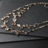 Handmade Smoky Quartz Leafy Layered Gemstone Necklace - Boho Jewellery - Baga Ethnik Living Default Title Necklaces